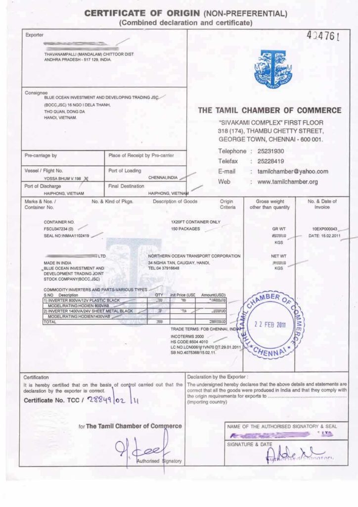 chứng từ logistics
