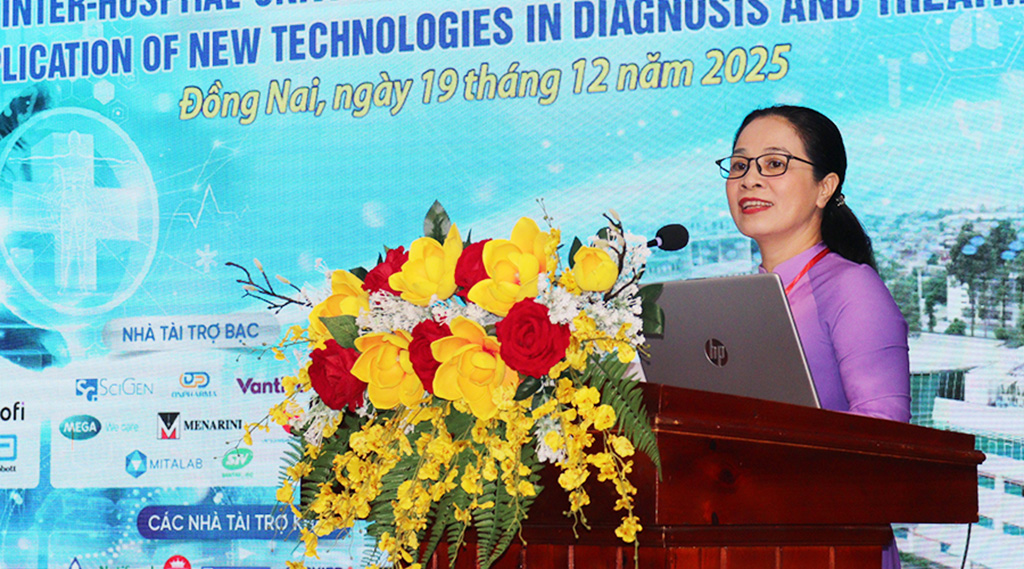 BS.CKII Đỗ Thị Nguyên, Giám đốc Sở Y tế Đồng Nai phát biểu tại hội nghị