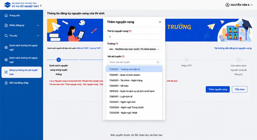 Hướng dẫn cách đăng ký nguyện vọng đại học 2026 từng bước